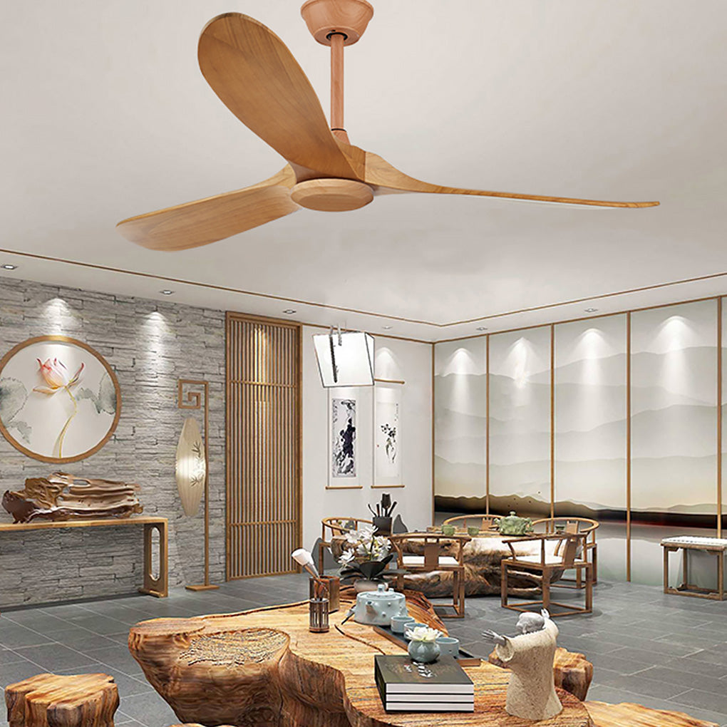 Vintage Solid Wood Ceiling Fan with Light - Modern, Quiet Design