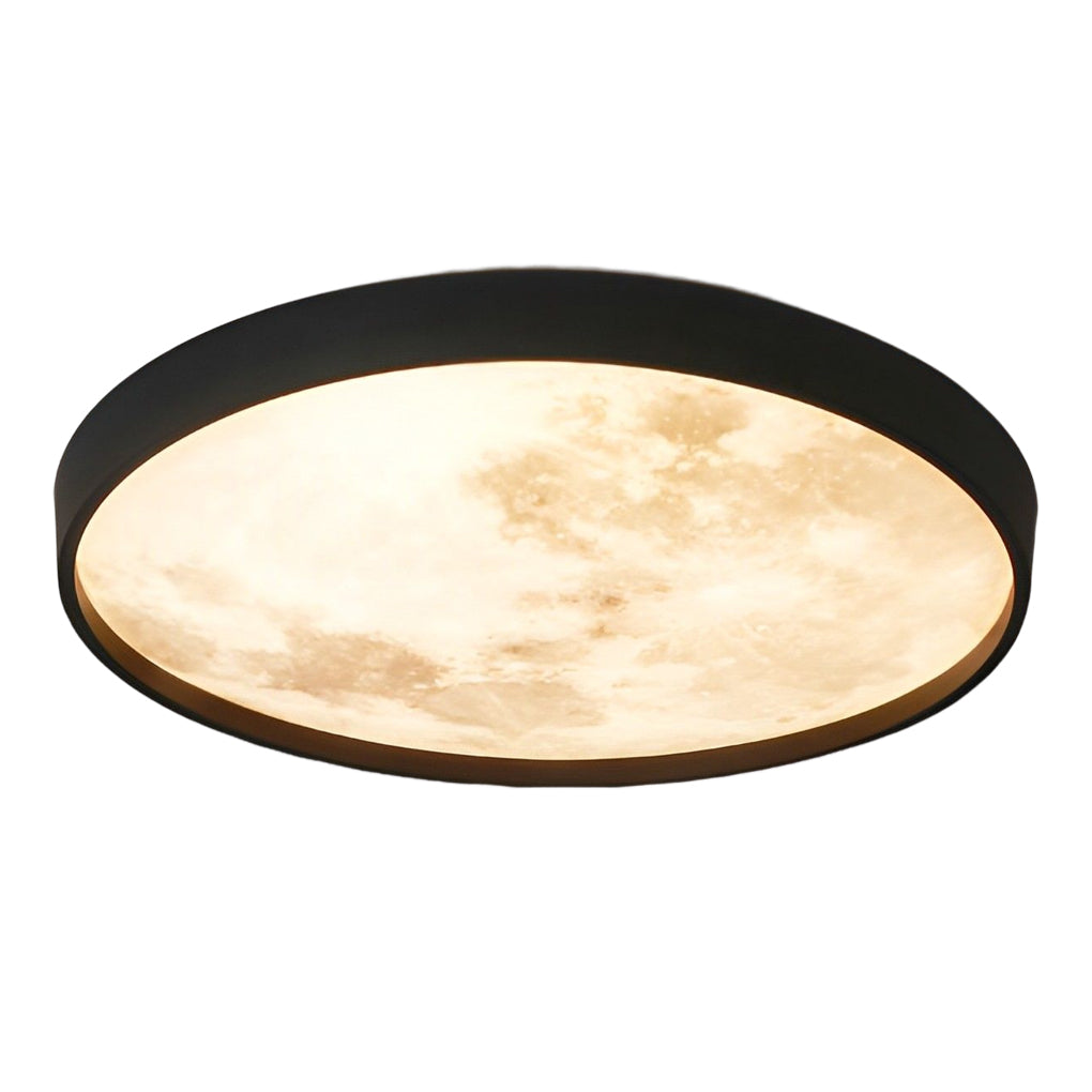 Moon Ceiling Light Black Circular LED Modern Design