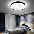 Moon Ceiling Light Black Circular LED Modern Design