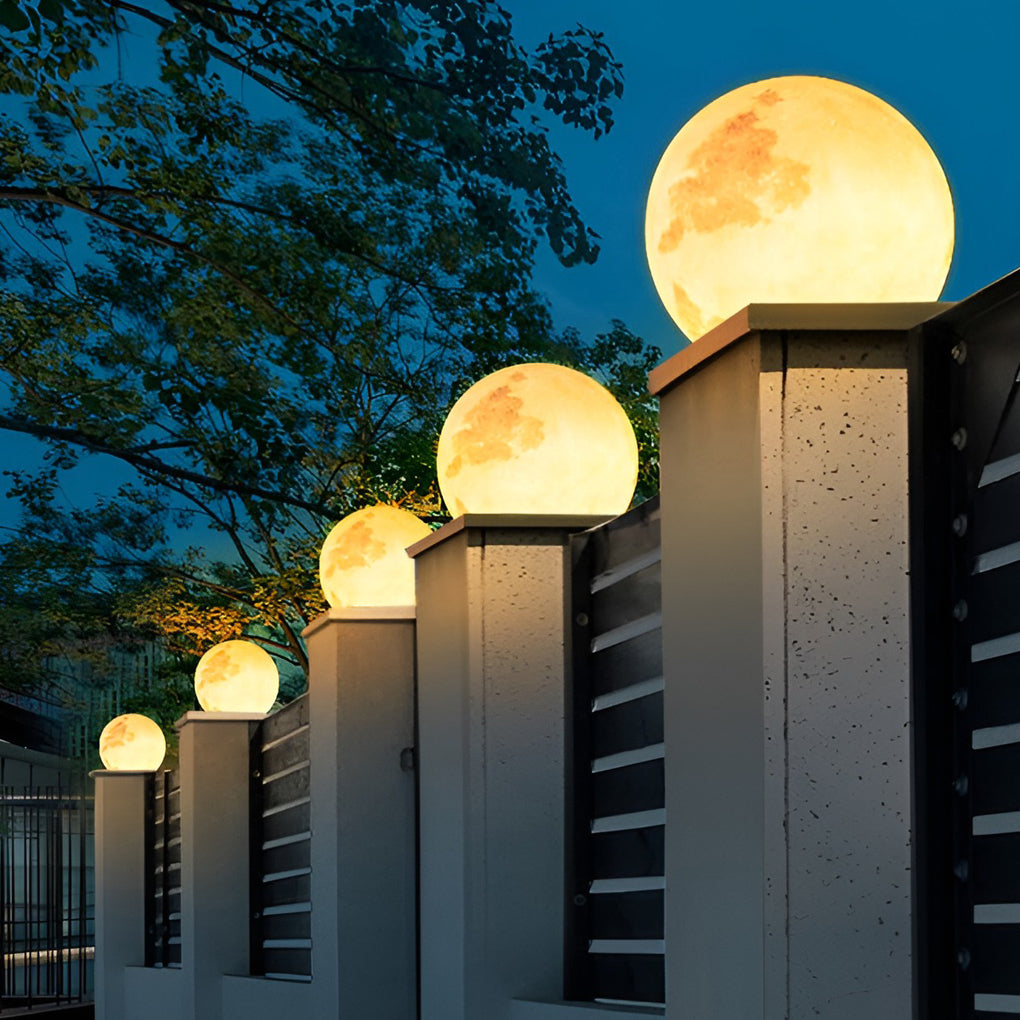 Moon Pillar Lights Waterproof LED Resin Lamp - Modern Decorative Lighting for Home & Garden