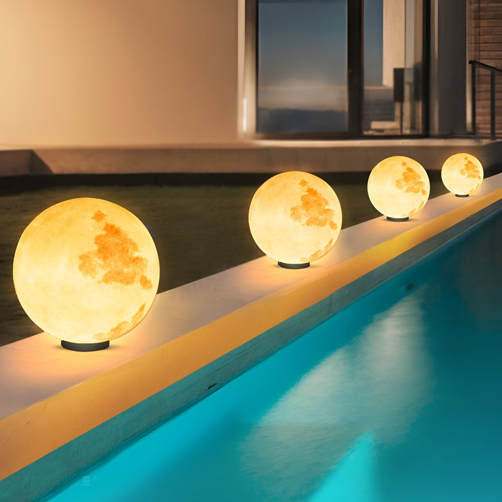 Moon Pillar Lights Waterproof LED Resin Lamp - Modern Decorative Lighting for Home & Garden