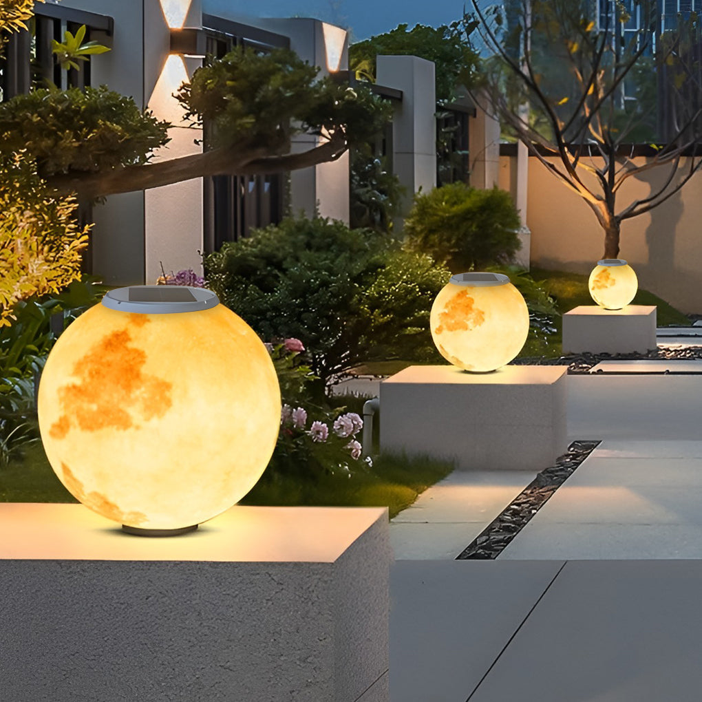 Moon Pillar Lights Waterproof LED Resin Lamp - Modern Decorative Lighting for Home & Garden