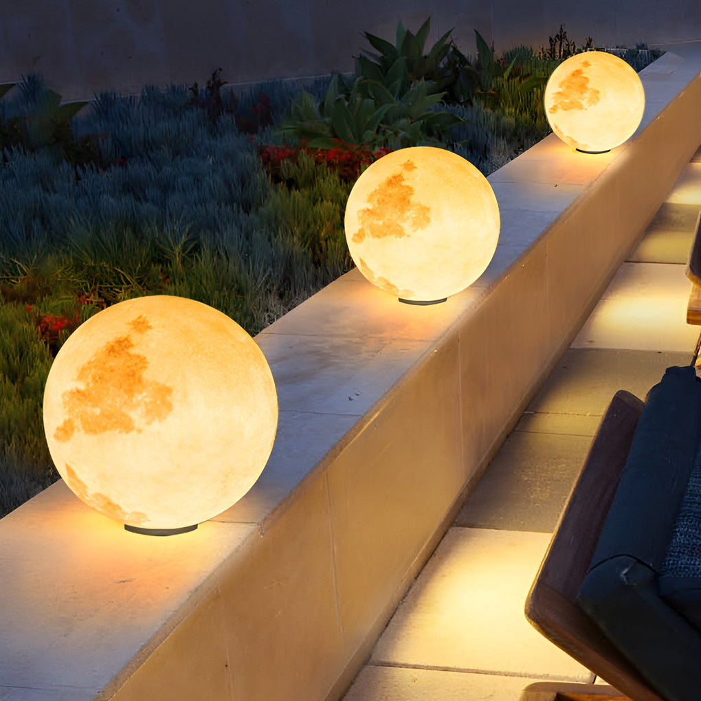 Moon Pillar Lights Waterproof LED Resin Lamp - Modern Decorative Lighting for Home & Garden