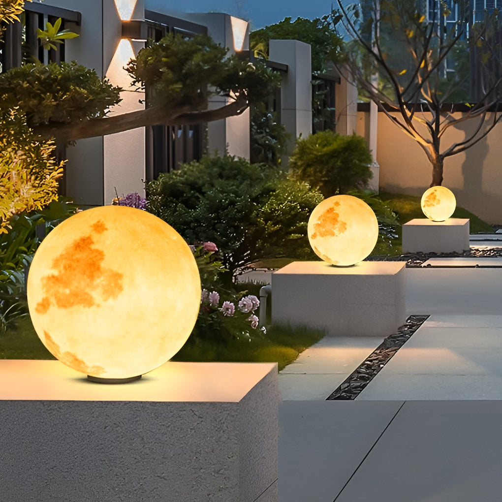 Moon Pillar Lights Waterproof LED Resin Lamp - Modern Decorative Lighting for Home & Garden