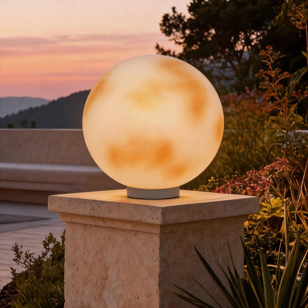Moon-Shaped Stone Pillar Light - Outdoor Decorative Solar Lantern
