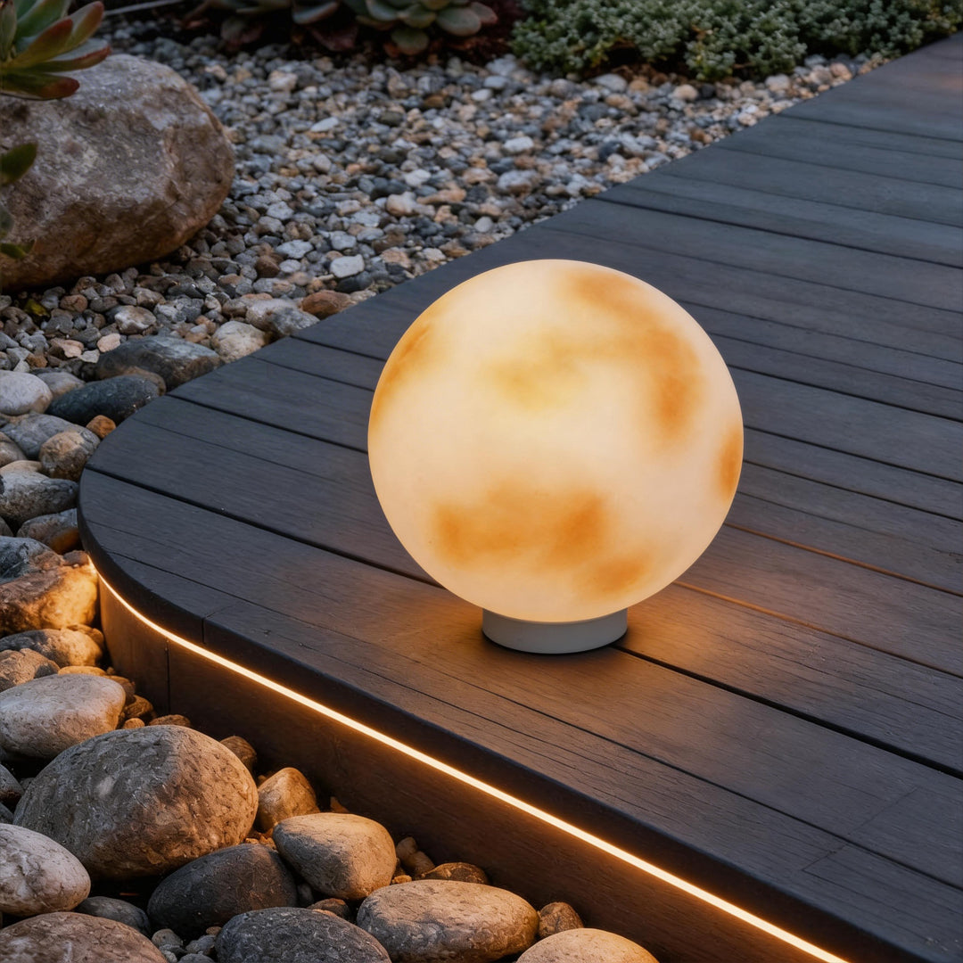 Moon-Shaped Stone Pillar Light - Outdoor Decorative Solar Lantern