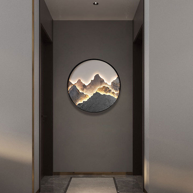 Mountain LED Wall Light - Natural Landscape Painting Lamp, Home Decor, Ambient Lighting, Artful Illumination, Scenic Wall Art