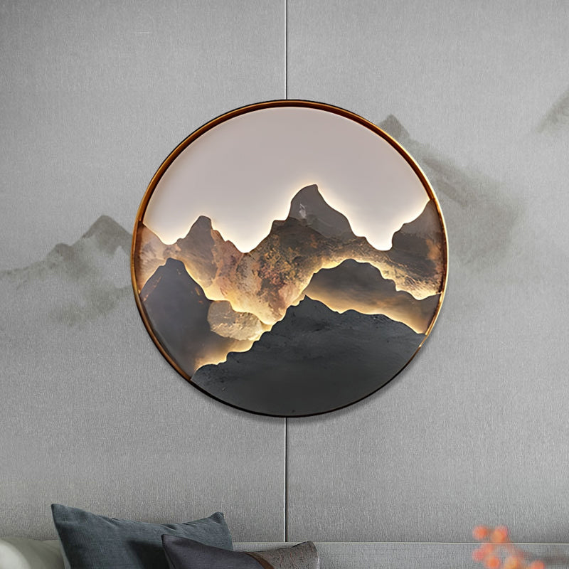 Mountain LED Wall Light - Natural Landscape Painting Lamp, Home Decor, Ambient Lighting, Artful Illumination, Scenic Wall Art