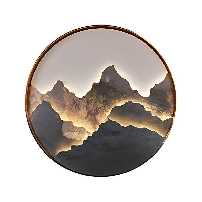 Mountain LED Wall Light - Natural Landscape Painting Lamp, Home Decor, Ambient Lighting, Artful Illumination, Scenic Wall Art