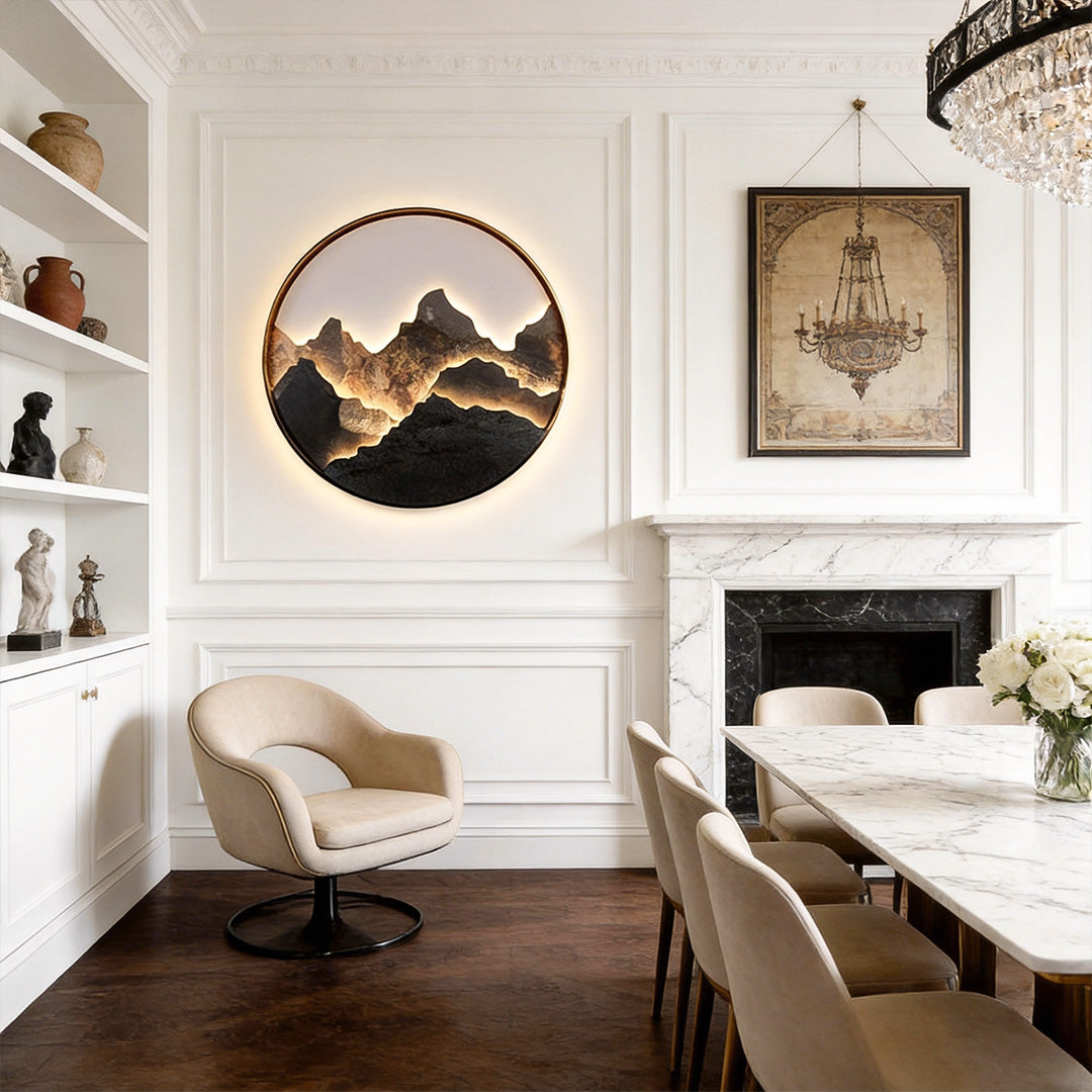 Mountain LED Wall Light - Natural Landscape Painting Lamp, Home Decor, Ambient Lighting, Artful Illumination, Scenic Wall Art