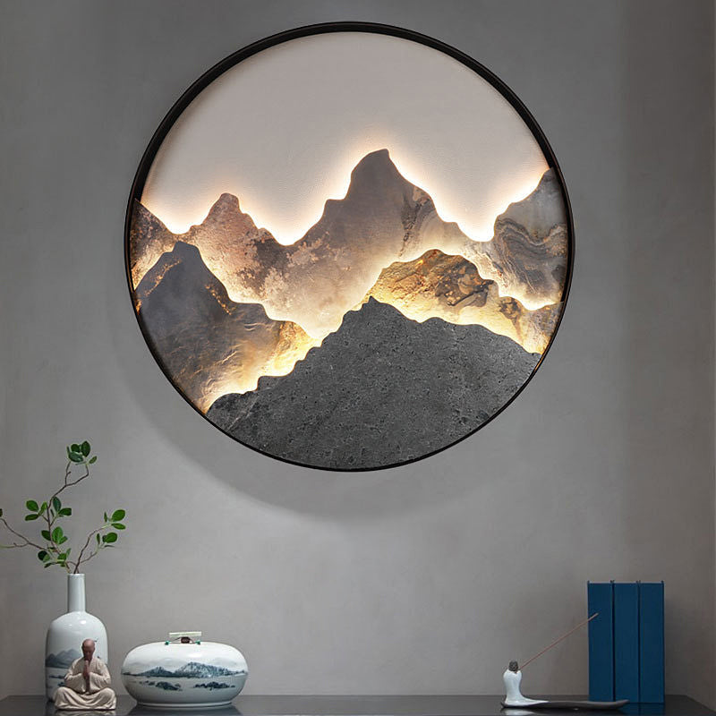 Mountain LED Wall Light - Natural Landscape Painting Lamp, Home Decor, Ambient Lighting, Artful Illumination, Scenic Wall Art