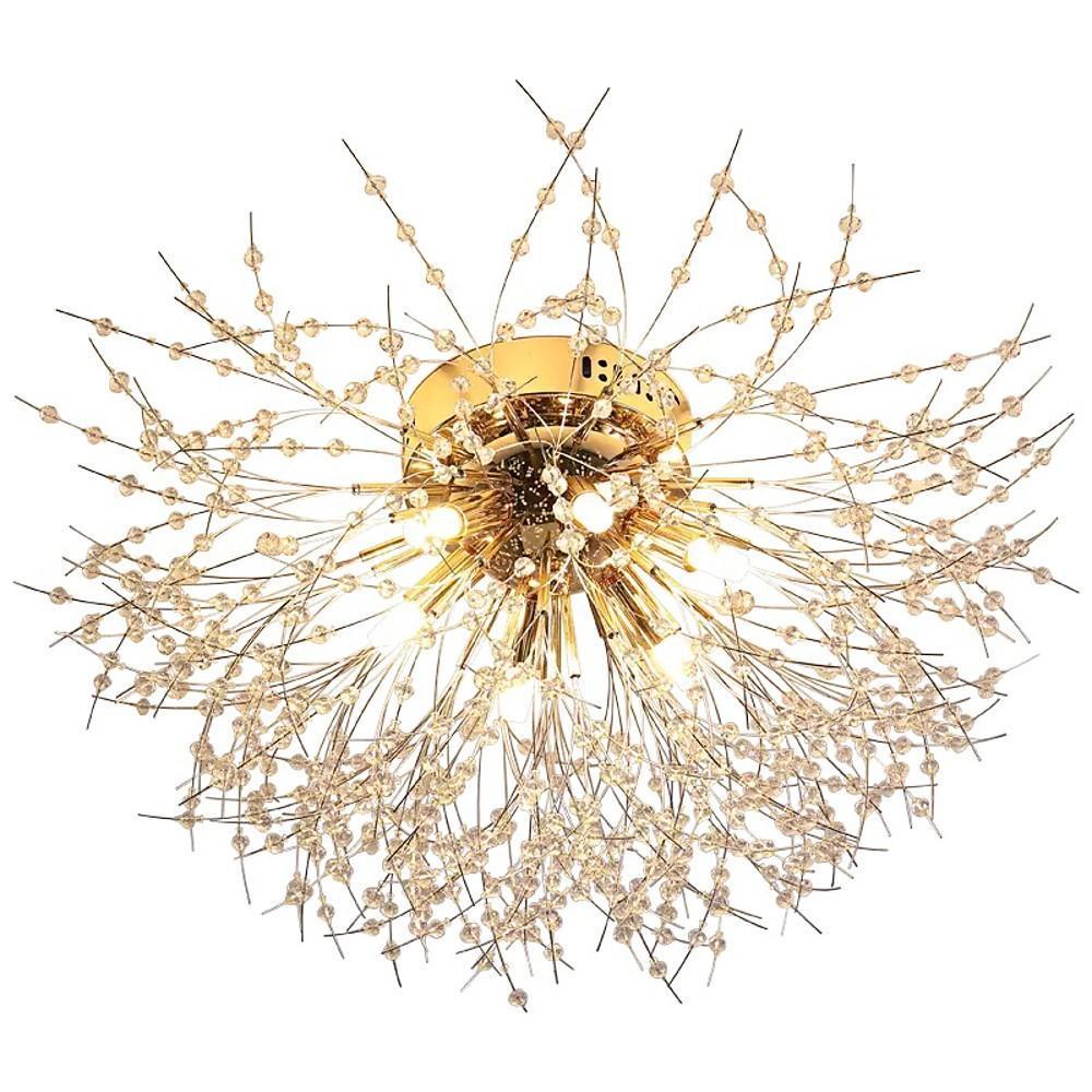 Classic Metal Crystal LED Ceiling Light - 6 Bulb Traditional Chandelier