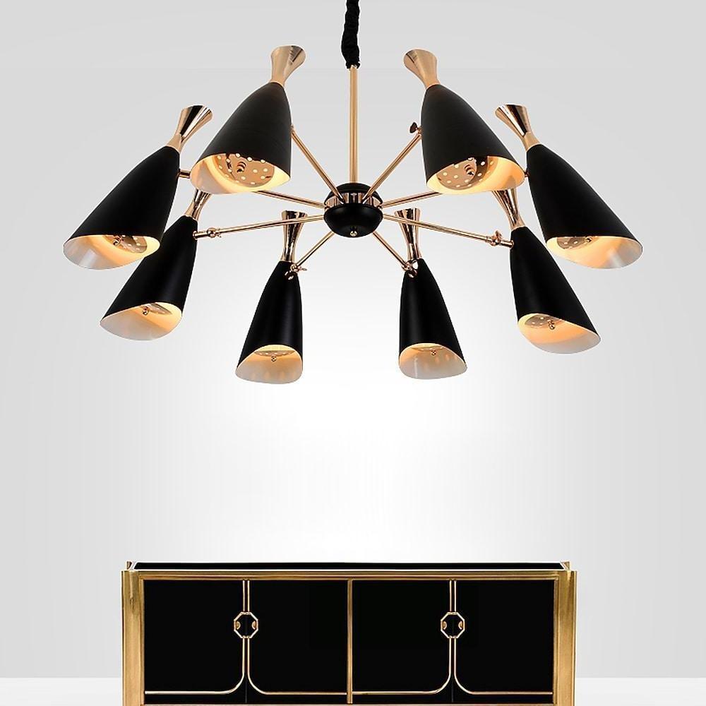 8-Light LED Electroplated Metal Nordic Chandelier Ceiling Light Fixture