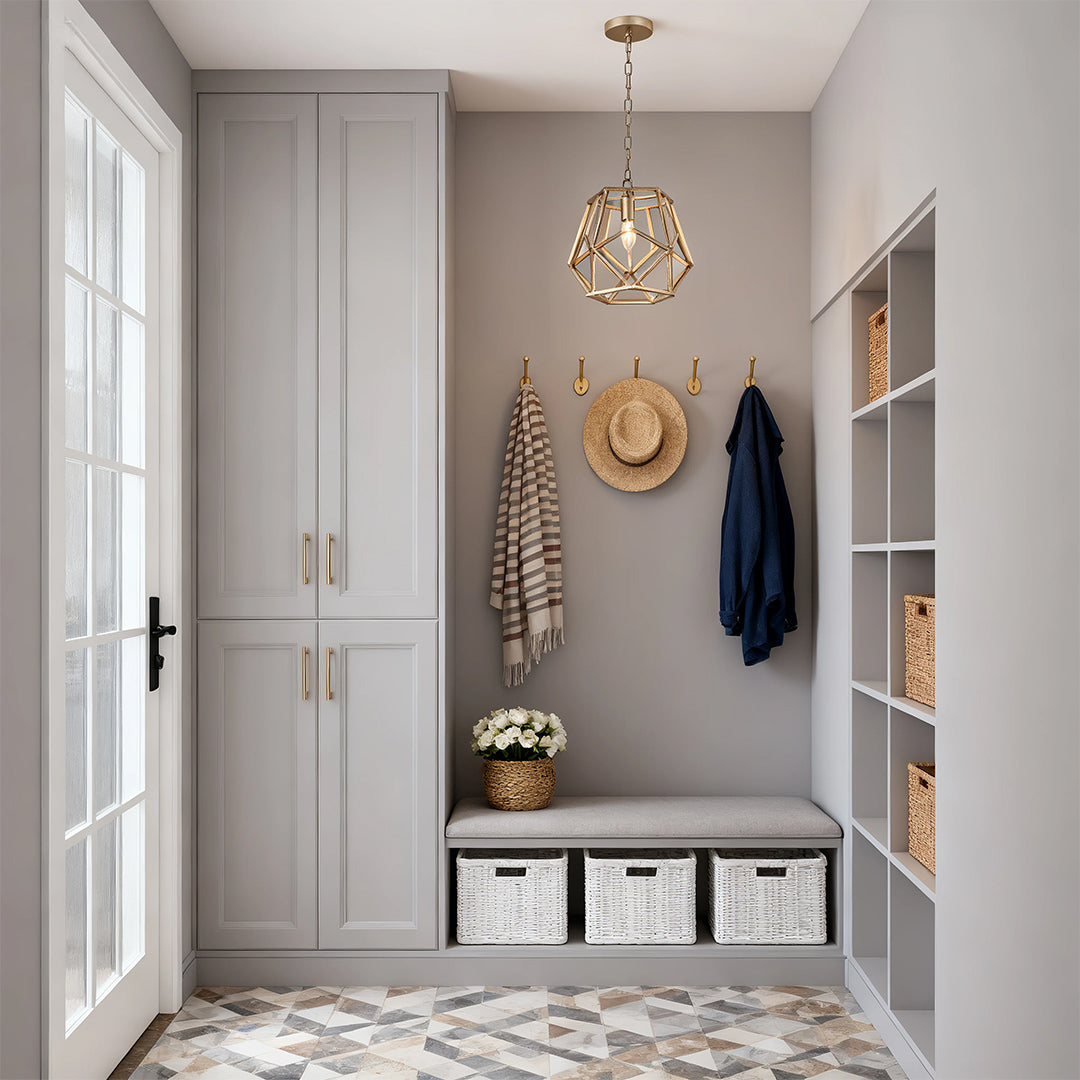 Gold Geometric Pendant Light - Modern Hanging Ceiling Fixture