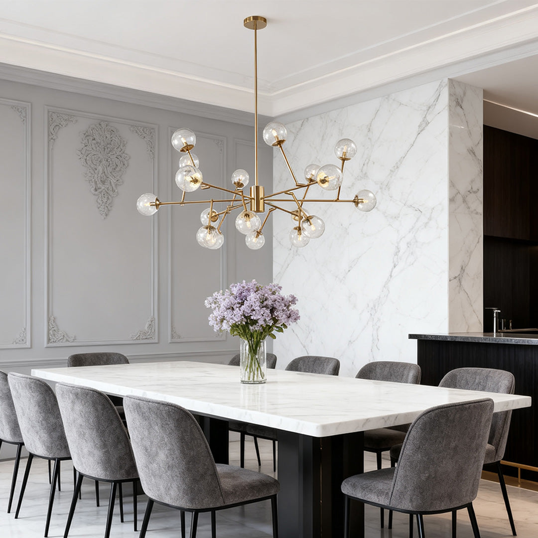 Bubble Sputnik Chandelier with Clear Glass Globes Ceiling Light
