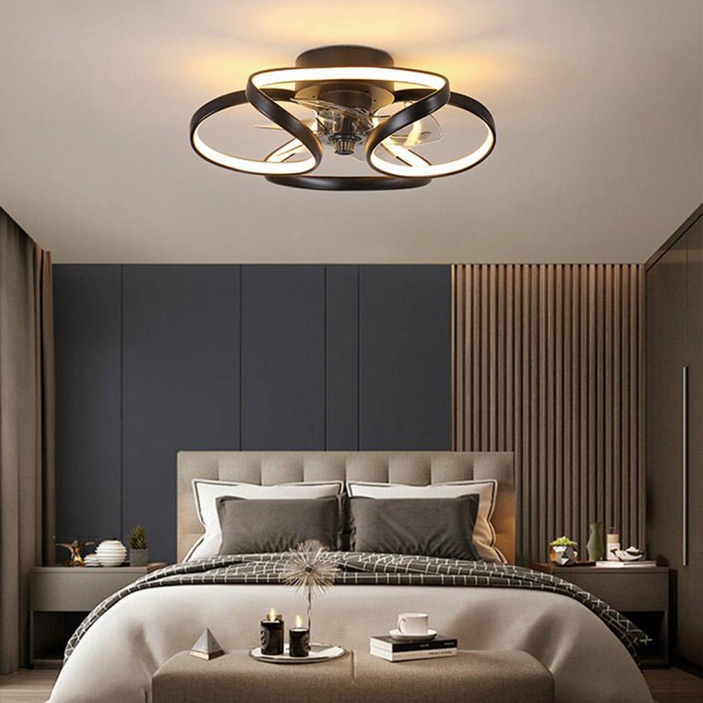 Flower Ceiling Fan with LED Recessed Light - Modern Home Lighting