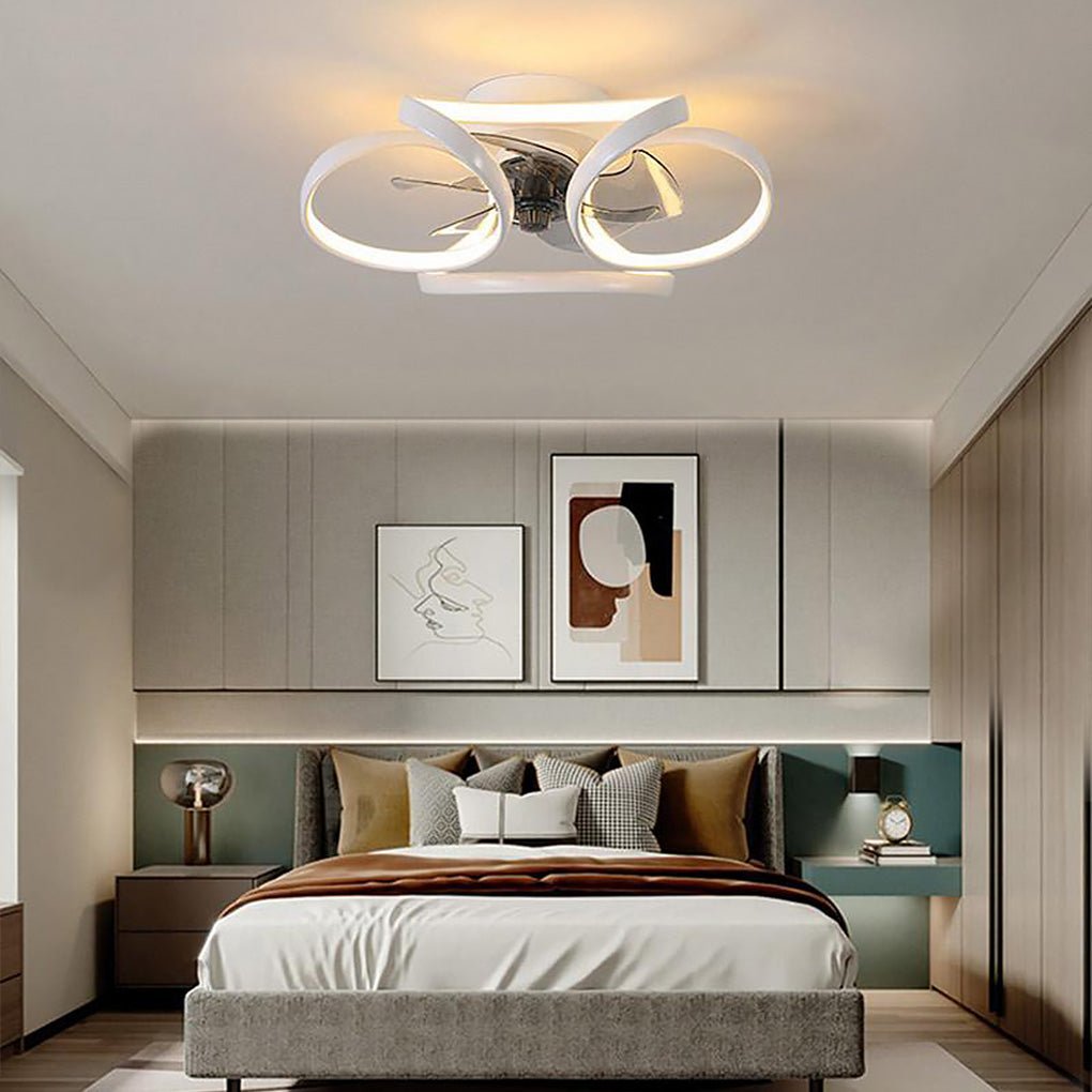 Flower Ceiling Fan with LED Recessed Light - Modern Home Lighting