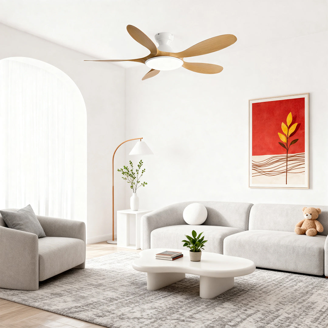 5 Blade Ceiling Fan with Light - ABS Blades, Metal Body, Modern Design