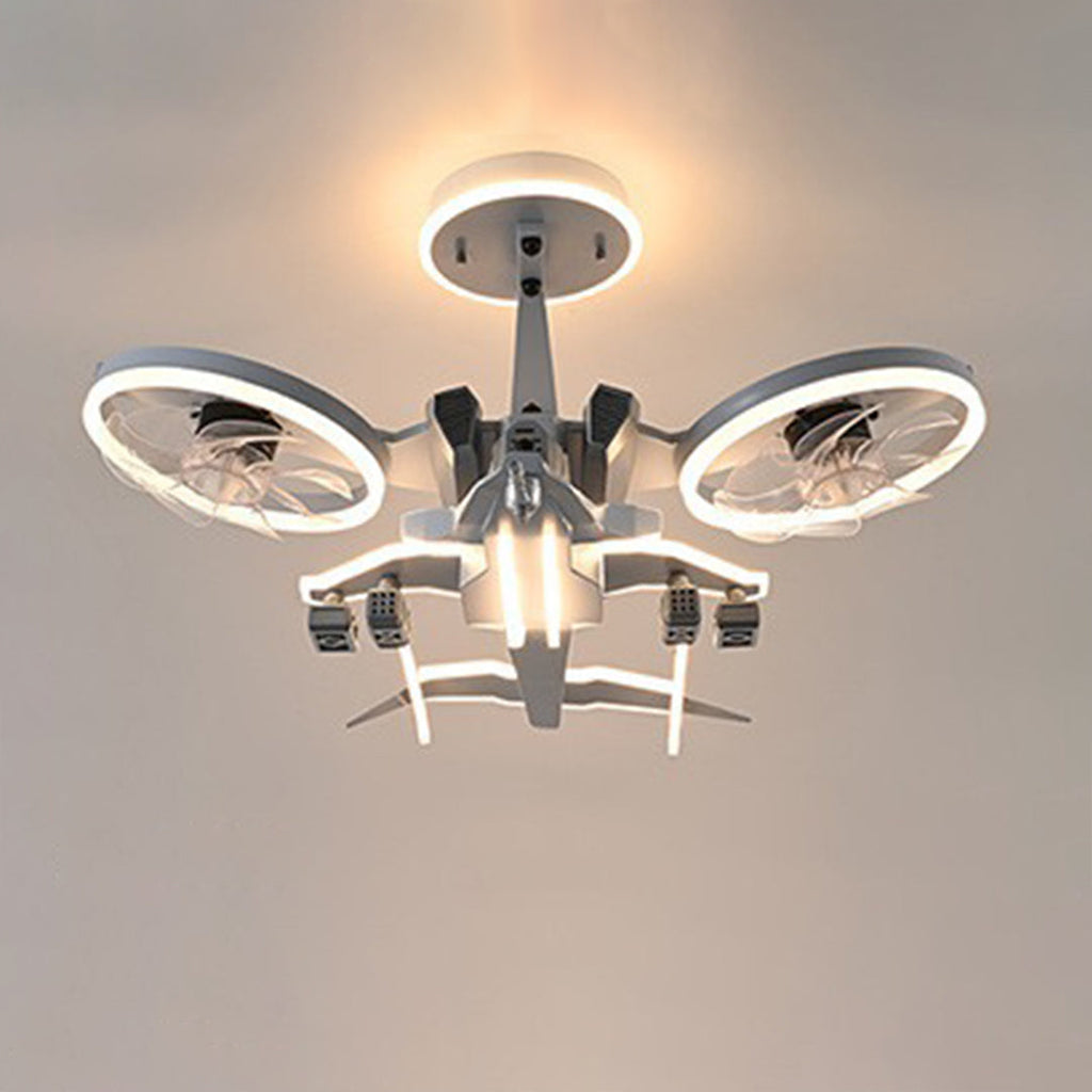 Fighter Jet Ceiling Fan Light – Kids Full Spectrum Aviation Design
