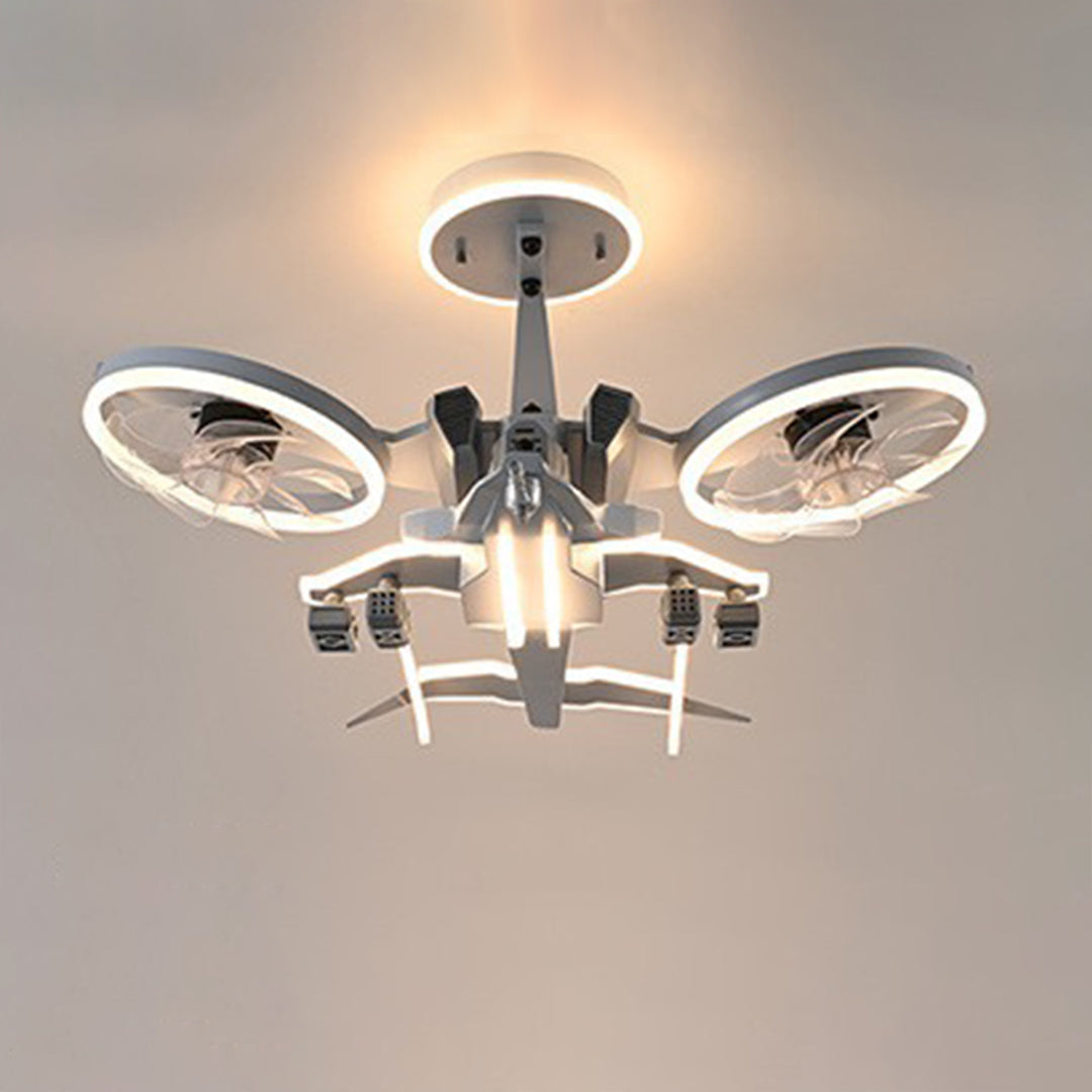 Fighter Jet Ceiling Fan Light – Kids Full Spectrum Aviation Design