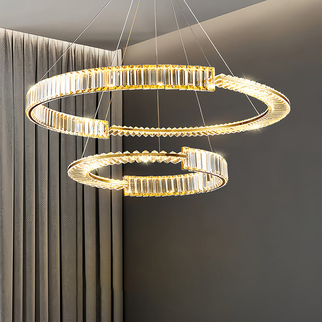 Gold Crystal Chandelier Dimmable LED Modern Ceiling Light