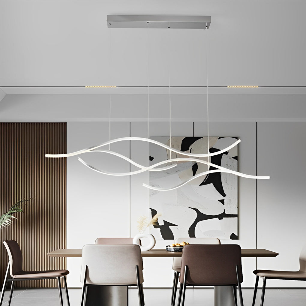 Curved Wavy LED Pendant Light - Modern Metal Ceiling Fixture