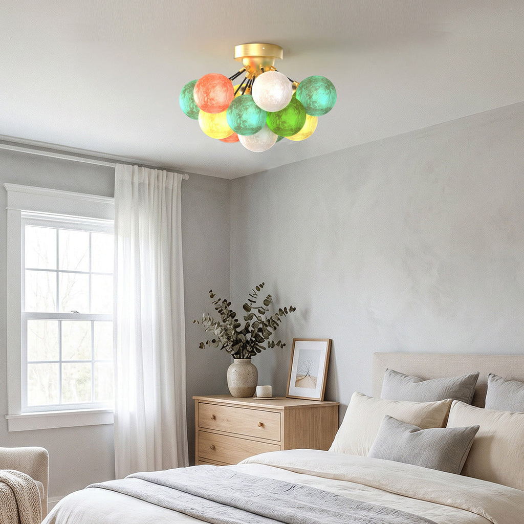 Stained Glass LED Flush Mount Ceiling Light - Modern Creative Design