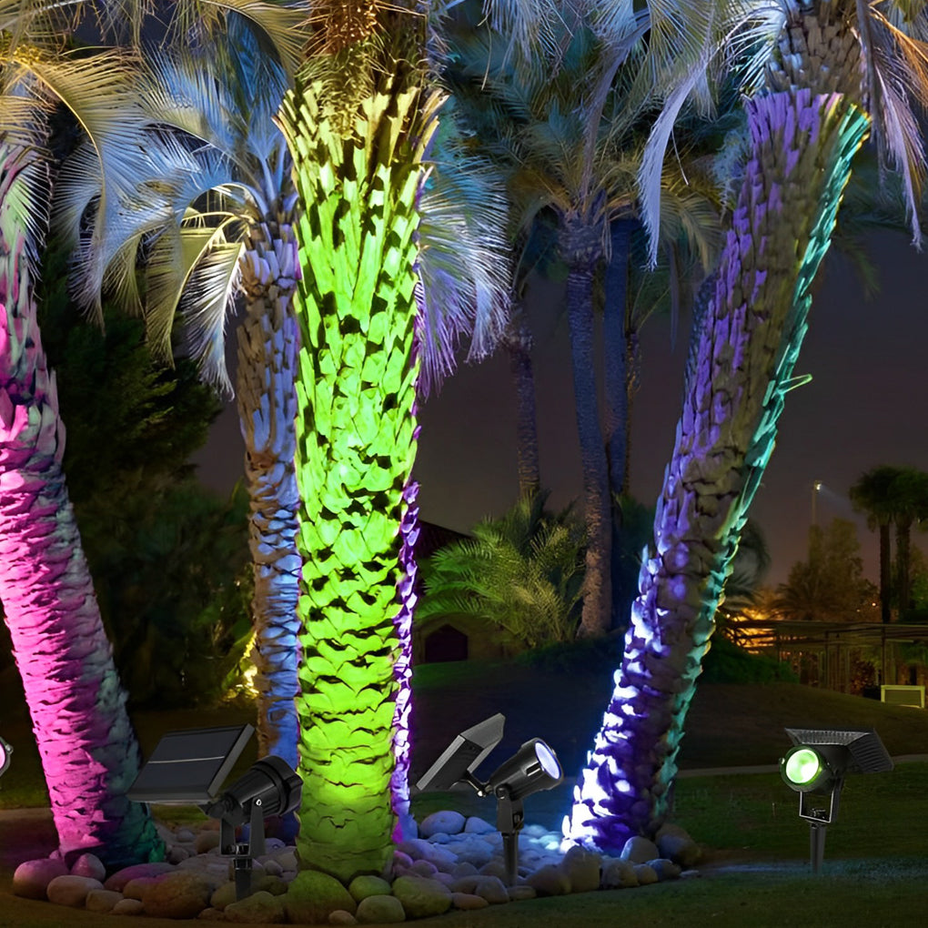 Adjustable LED RGB Solar Lights Waterproof Ground Spike Tree Spotlight