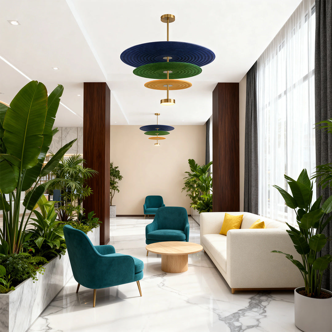 3-Tier Acoustic Felt Chandelier - Sound-Absorbing Ceiling Light