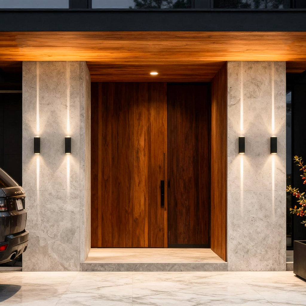 Narrow Beam Waterproof Outdoor Wall Sconce | Modern Dual-Beam Light