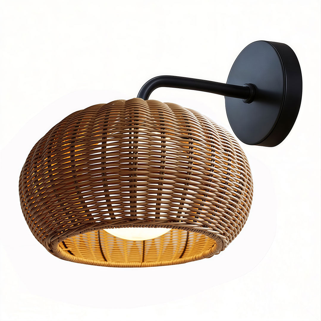 Rattan Outdoor Pendant Light - Modern Waterproof Hanging Fixture