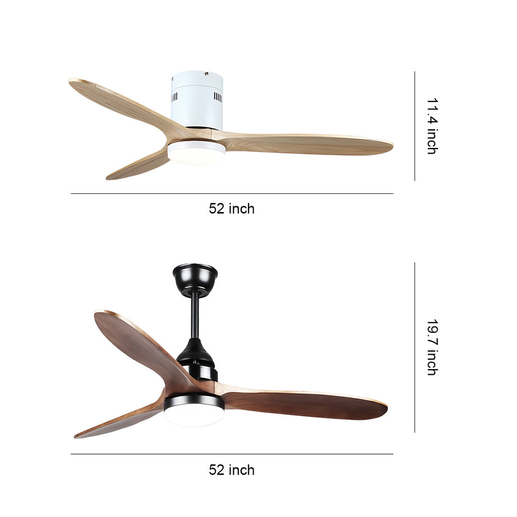 Wooden Ceiling Fan with Light - Quiet DC Motor Flush Mount Fandelier