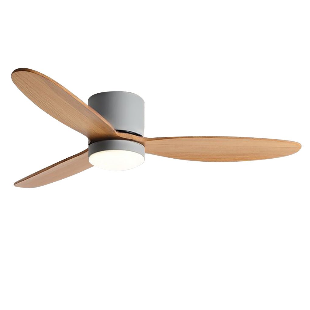 Natural Wood Ceiling Fan with LED Light - Nordic Style