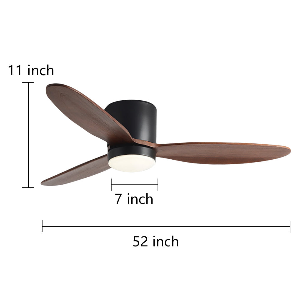 Natural Wood Ceiling Fan with LED Light - Nordic Style
