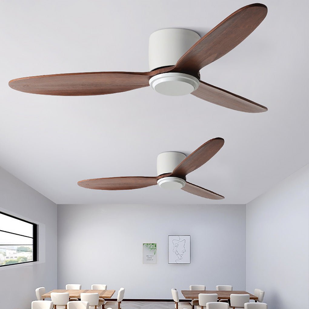 Natural Wood Ceiling Fan with LED Light - Nordic Style