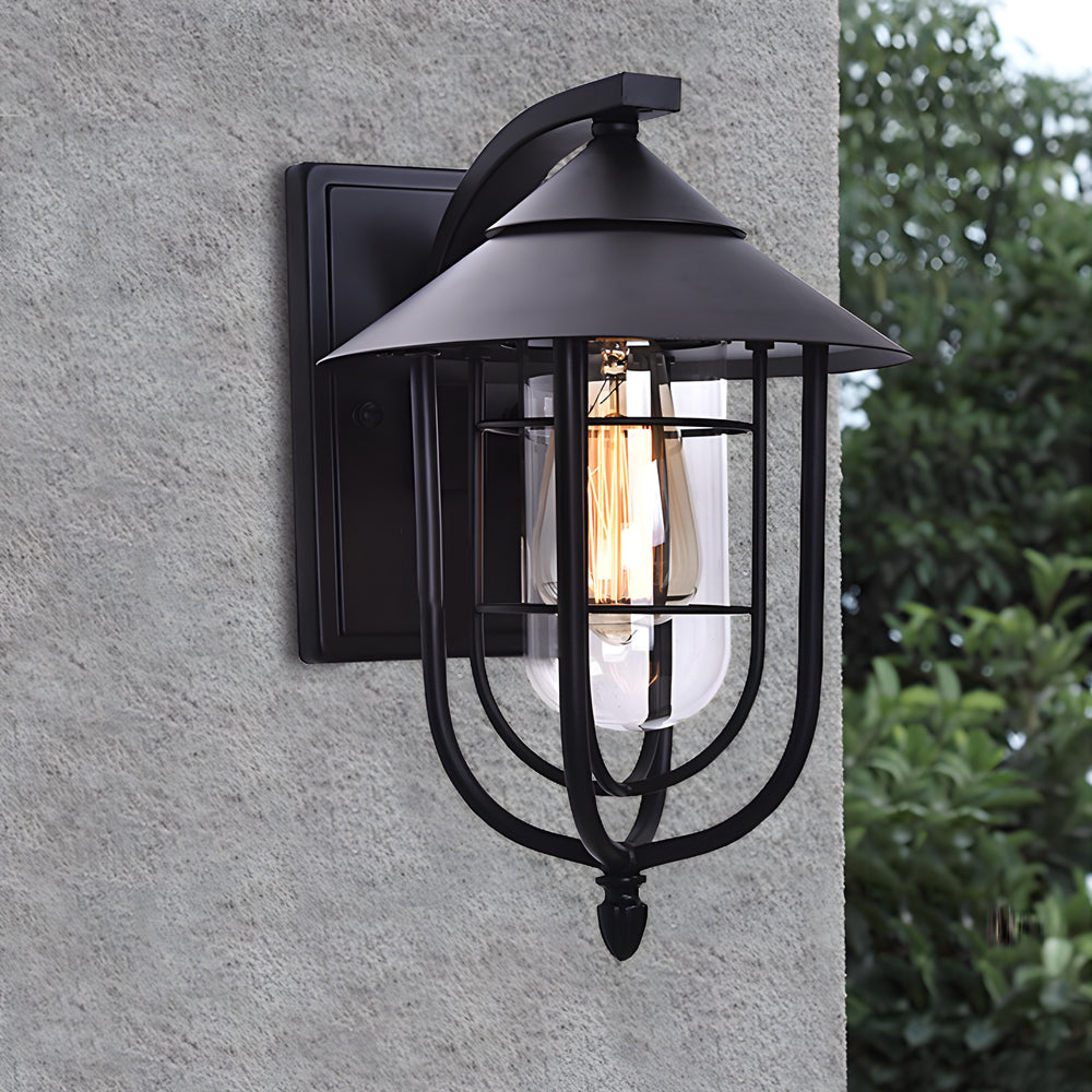 Nautical Wrought Iron Glass Outdoor Wall Sconce Light