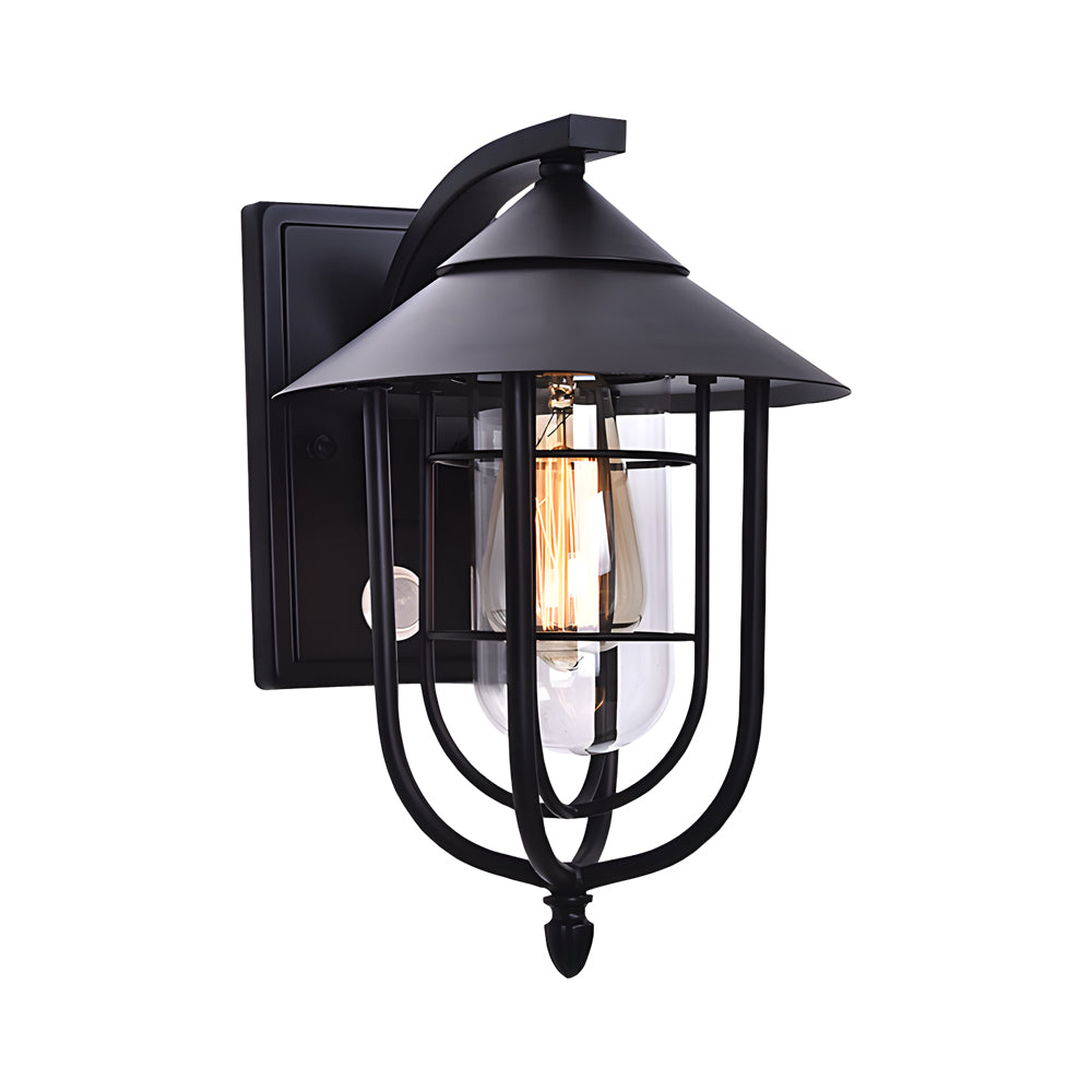 Nautical Wrought Iron Glass Outdoor Wall Sconce Light