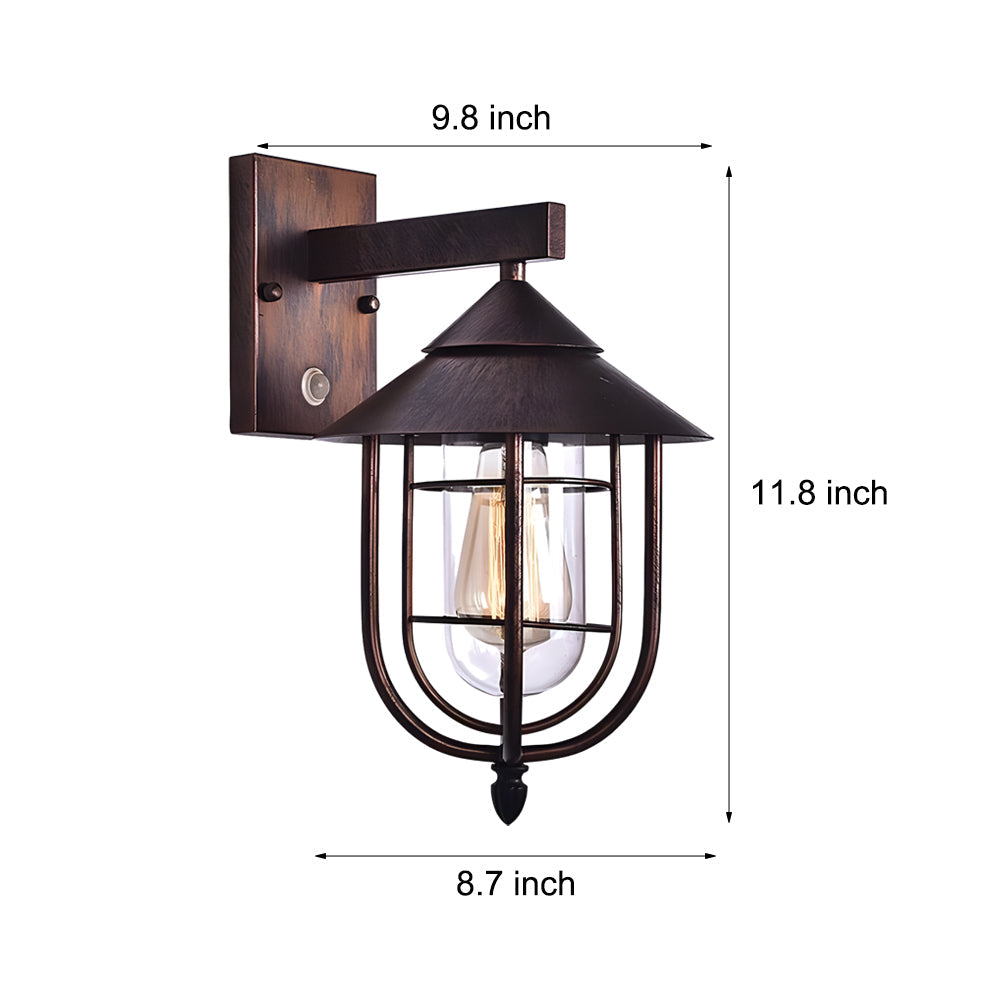 Nautical Wrought Iron Glass Outdoor Wall Sconce Light