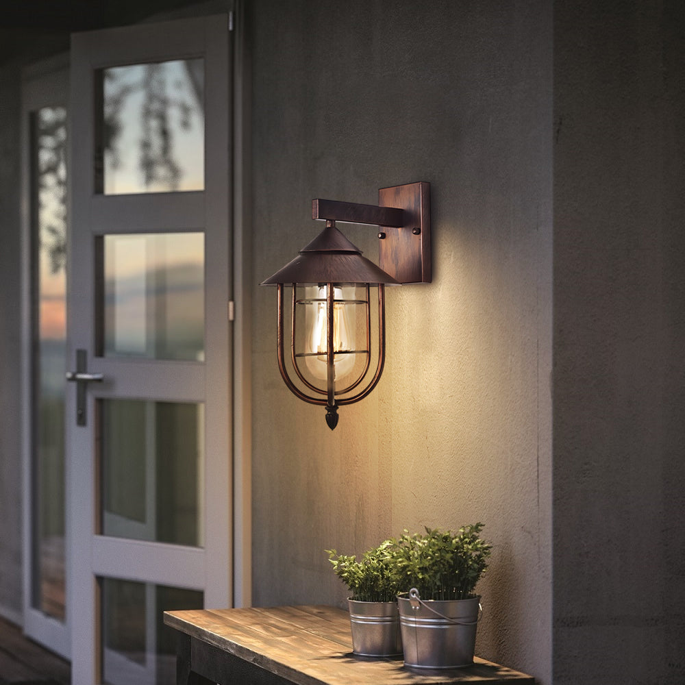 Nautical Wall Sconce Outdoor Wrought Iron Glass Light