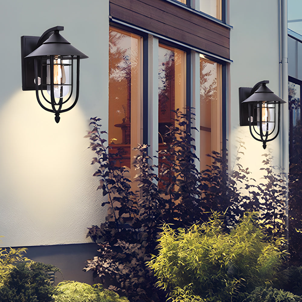 Nautical Wall Sconce Outdoor Wrought Iron Glass Light