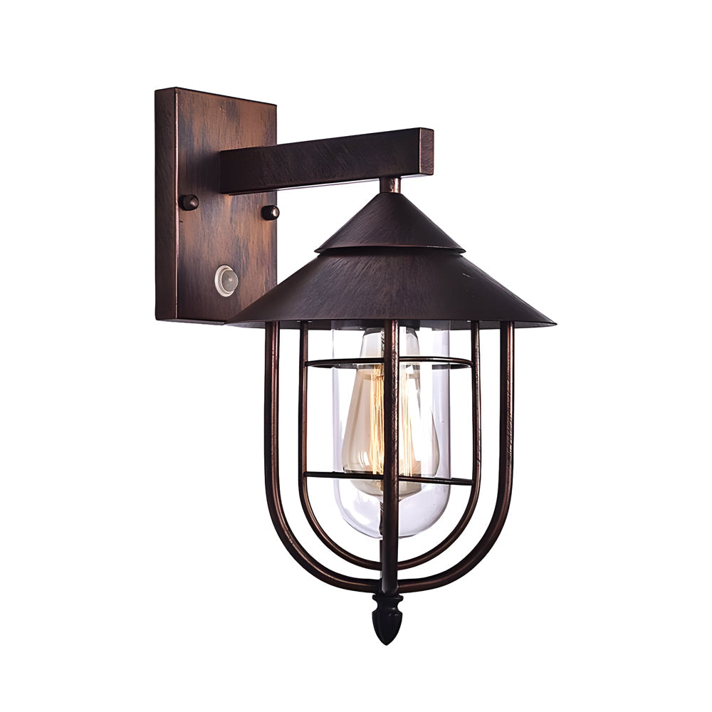Nautical Wrought Iron Glass Outdoor Wall Sconce Light