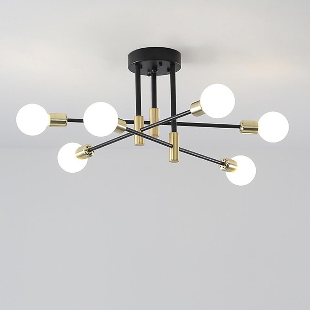 6-Light LED Sputnik Chandelier - Nordic Semi-Flush Mount Lighting Design