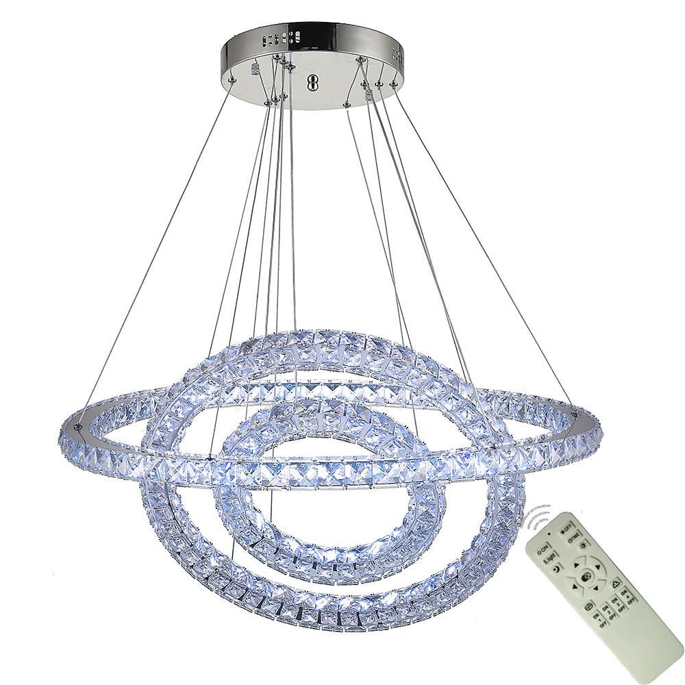 Luxury Crystal LED Chandelier 3-Tier Geometric Pendant Light
