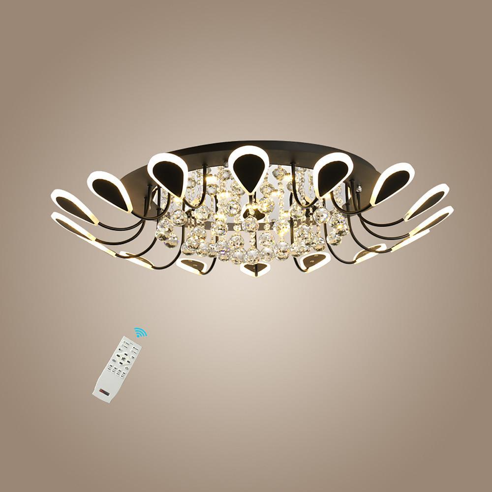 Flower-Shaped Dimmable LED Crystal Ceiling Light - Modern Flush Mount Fixture