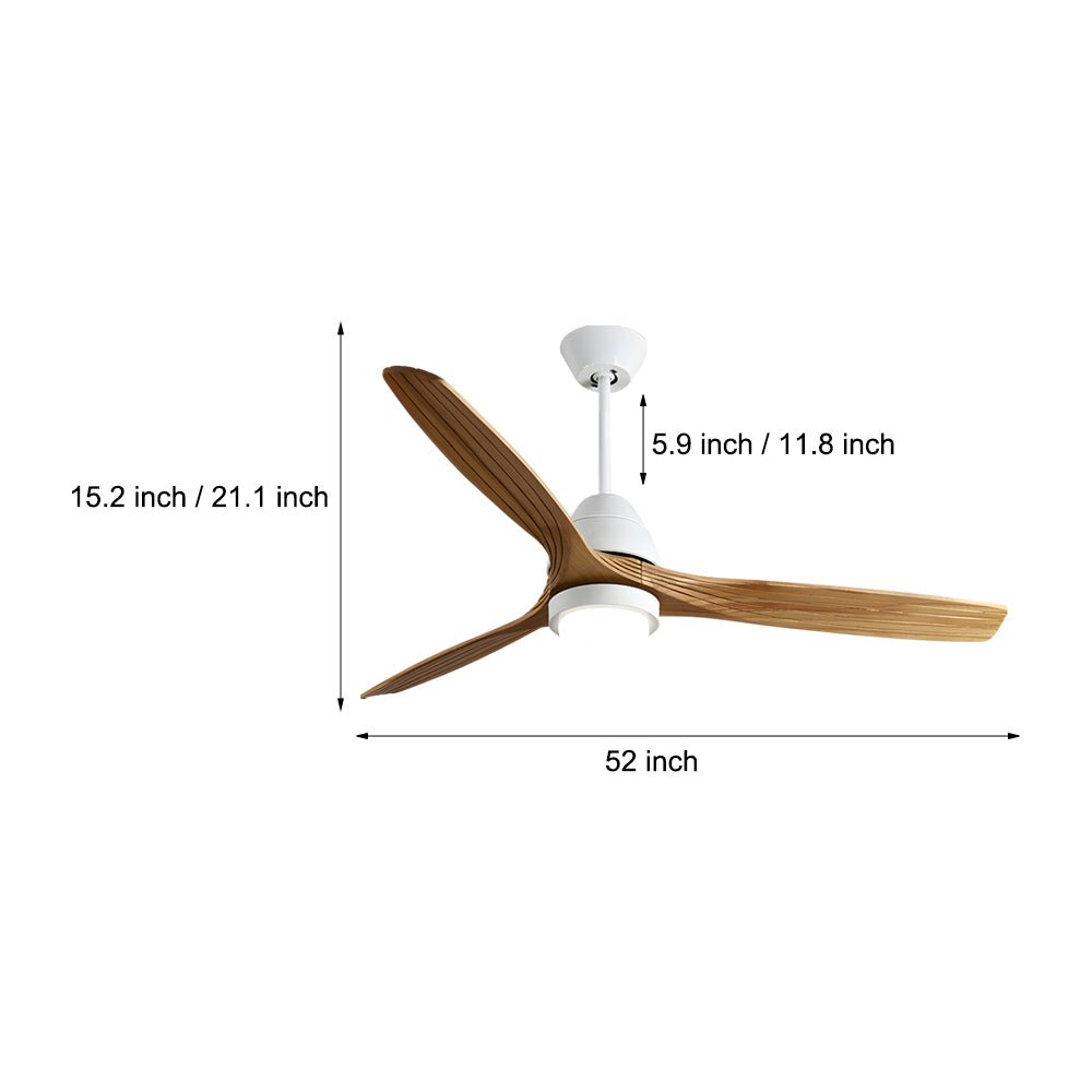 Nordic 52-Inch Wooden Ceiling Fan with Light & Remote - 6-Speed
