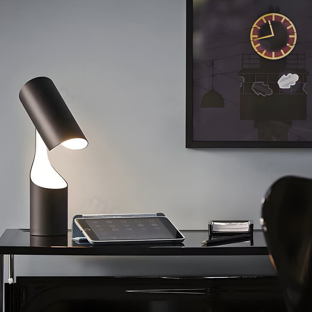 Nordic Black LED Desk Lamp - Adjustable Cylinder Design for Home Office