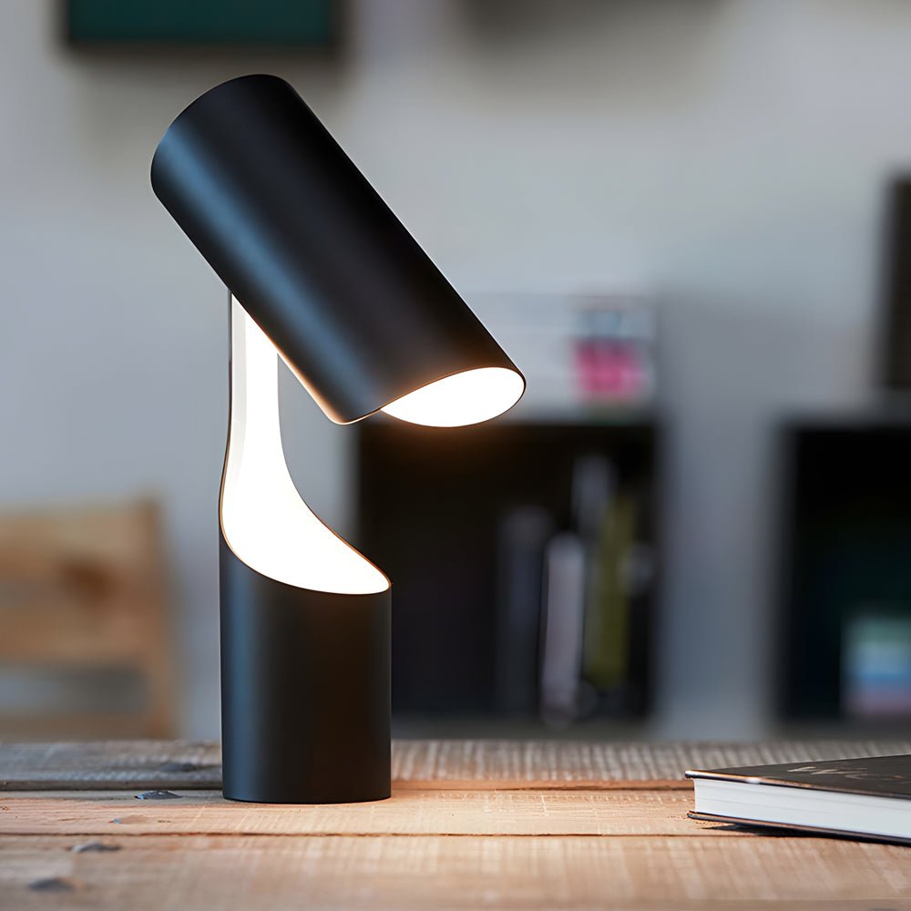 Nordic Black LED Desk Lamp - Adjustable Cylinder Design for Home Office