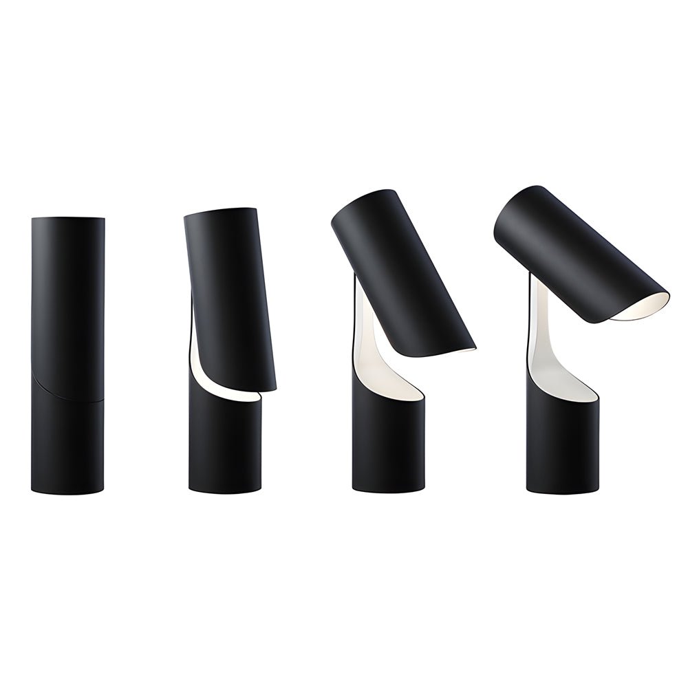 Nordic Black LED Desk Lamp - Adjustable Cylinder Design for Home Office