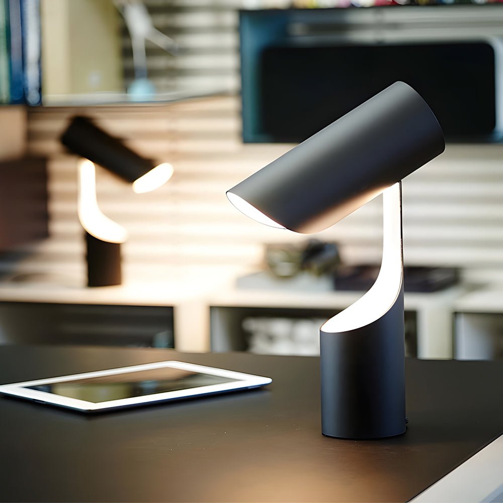 Nordic Black LED Desk Lamp - Adjustable Cylinder Design for Home Office