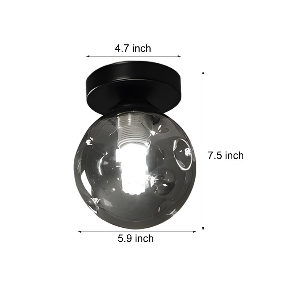 Nordic Corridor Glass Ceiling Light with Amber Smoky Shades
